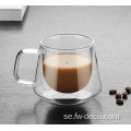 Double Wall Glass Coffee Cup Mugs med handtag